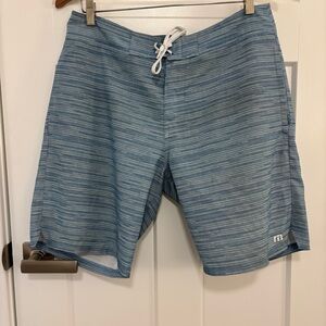 Travis Mathew Blue Striped Board Shorts